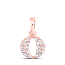  10k Rose Gold Womens Round Diamond O Initial Letter Pendant 1/10 Cttw