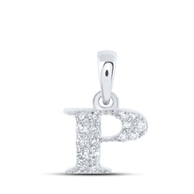  10k White Gold Womens Round Diamond P Initial Letter Pendant 1/10 Cttw