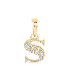  10k Yellow Gold Womens Round Diamond S Initial Letter Pendant 1/20 Cttw