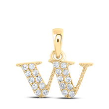  10k Yellow Gold Womens Round Diamond W Initial Letter Pendant 1/10 Cttw