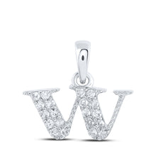  10k White Gold Womens Round Diamond W Initial Letter Pendant 1/10 Cttw
