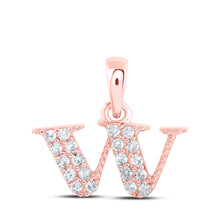  10k Rose Gold Womens Round Diamond W Initial Letter Pendant 1/10 Cttw