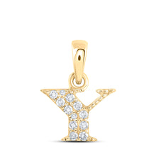  10k Yellow Gold Womens Round Diamond Y Initial Letter Pendant 1/20 Cttw