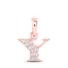  10k Rose Gold Womens Round Diamond Y Initial Letter Pendant 1/20 Cttw