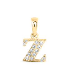  10k Yellow Gold Womens Round Diamond Z Initial Letter Pendant 1/20 Cttw