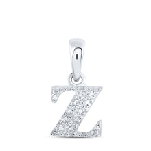  10k White Gold Womens Round Diamond Z Initial Letter Pendant 1/20 Cttw