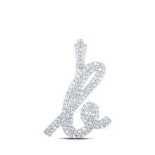 10k White Gold Womens Round Diamond K Cursive Initial Letter Pendant 5/8 Cttw