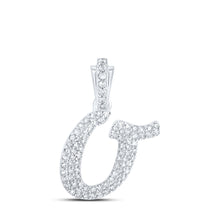  10k White Gold Womens Round Diamond O Cursive Initial Letter Pendant 1/3 Cttw