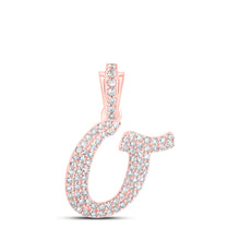  10k Rose Gold Womens Round Diamond O Cursive Initial Letter Pendant 1/3 Cttw
