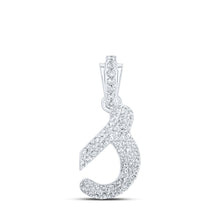  10k White Gold Womens Round Diamond S Cursive Initial Letter Pendant 1/4 Cttw