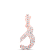  10k Rose Gold Womens Round Diamond S Cursive Initial Letter Pendant 1/4 Cttw