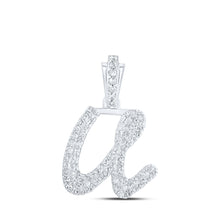 10k White Gold Womens Round Diamond U Cursive Initial Letter Pendant 1/3 Cttw
