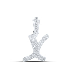  10k White Gold Womens Round Diamond X Cursive Initial Letter Pendant 1/4 Cttw