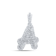  10k White Gold Womens Round Diamond A Initial Letter Pendant 1/5 Cttw