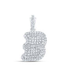  10k White Gold Womens Round Diamond B Initial Letter Pendant 1/4 Cttw