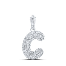  10k White Gold Womens Round Diamond C Initial Letter Pendant 1/6 Cttw
