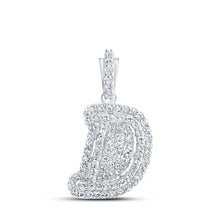  10k White Gold Womens Round Diamond D Initial Letter Pendant 1/5 Cttw