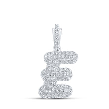  10k White Gold Womens Round Diamond E Initial Letter Pendant 1/5 Cttw