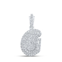  10k White Gold Womens Round Diamond G Initial Letter Pendant 1/5 Cttw