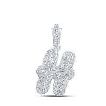  10k White Gold Womens Round Diamond H Initial Letter Pendant 1/5 Cttw