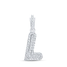  10k White Gold Womens Round Diamond L Initial Letter Pendant 1/8 Cttw