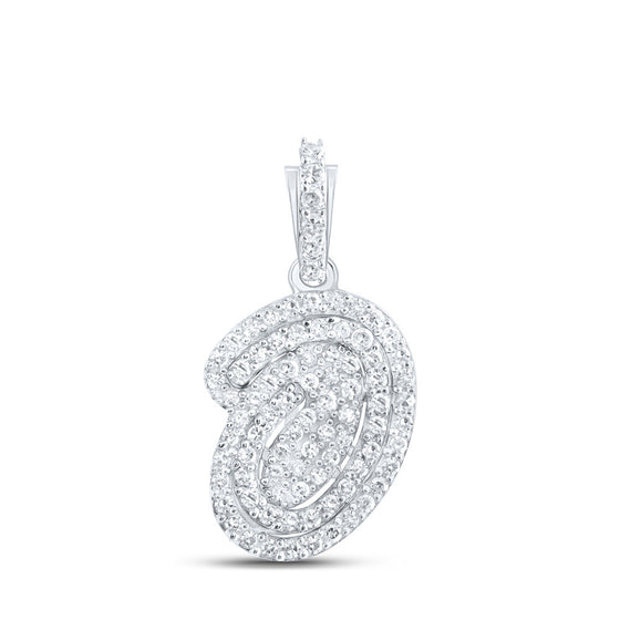 10k White Gold Womens Round Diamond O Initial Letter Pendant 1/5 Cttw