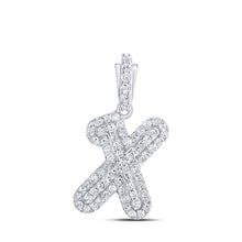  10k White Gold Womens Round Diamond X Initial Letter Pendant 1/5 Cttw