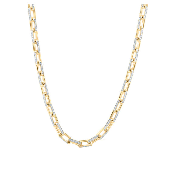 10k Yellow Gold Mens Round Diamond 22-inch Anchor Link Chain Necklace 12-1/2 Cttw