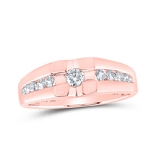  10k Rose Gold Mens Round Diamond Solitaire Band Ring 1/2 Cttw