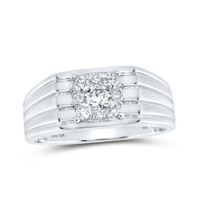  10k White Gold Mens Round Diamond Solitaire Band Ring 1/2 Cttw