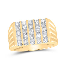  10k Yellow Gold Mens Round Diamond 5-Row Band Ring 1 Cttw