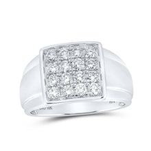  10k White Gold Mens Round Diamond Square Ring 1 Cttw