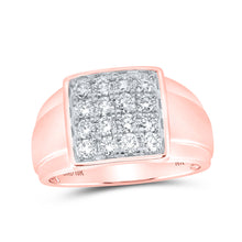  10k Rose Gold Mens Round Diamond Square Ring 1 Cttw