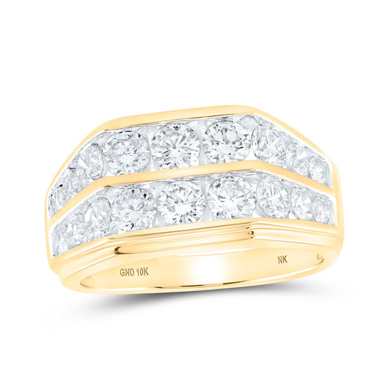 10k Yellow Gold Mens Round Diamond Band Ring 3 Cttw