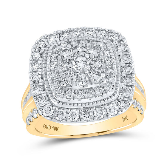 10k Yellow Gold Round Diamond Halo Square Bridal Wedding Engagement Ring 2 Cttw