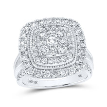  10k White Gold Round Diamond Halo Square Bridal Wedding Engagement Ring 2 Cttw