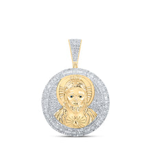  10k Yellow Gold Mens Round Diamond Jesus Medallion Circle Charm Pendant 2-1/2 Cttw
