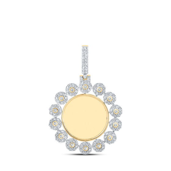 10k Yellow Gold Mens Round Diamond Memory Circle Charm Pendant 2-3/8 Cttw