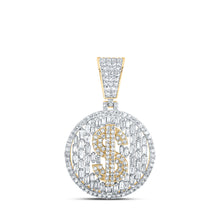 10k Yellow Gold Mens Round Diamond Dollar Sign Circle Charm Pendant 1-1/2 Cttw