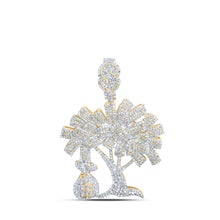  10k Yellow Gold Mens Round Diamond Money Tree Charm Pendant 2-3/4 Cttw