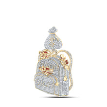  10k Yellow Gold Mens Round Diamond Hood Rich Sack Charm Pendant 2-7/8 Cttw