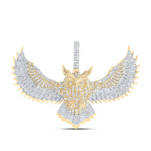 10k Yellow Gold Mens Round Diamond Owl Bird Charm Pendant 1-1/4 Cttw