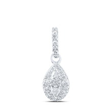  10k White Gold Womens Pear Diamond Fashion Pendant 1/6 Cttw