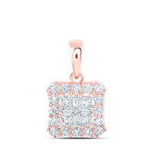  10k Rose Gold Womens Princess Diamond Square Pendant 5/8 Cttw