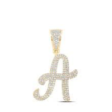  10k Yellow Gold Mens Round Diamond A Initial Letter Charm Pendant 1 Cttw