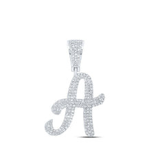  10k White Gold Mens Round Diamond A Initial Letter Charm Pendant 1 Cttw