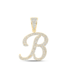  10k Yellow Gold Mens Round Diamond B Initial Letter Pendant 1 Cttw