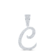  10k White Gold Mens Round Diamond C Initial Letter Charm Pendant 3/4 Cttw