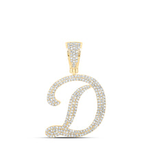  10k Yellow Gold Mens Round Diamond D Initial Letter Charm Pendant 1 Cttw