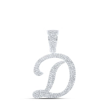  10k White Gold Mens Round Diamond D Initial Letter Charm Pendant 1 Cttw